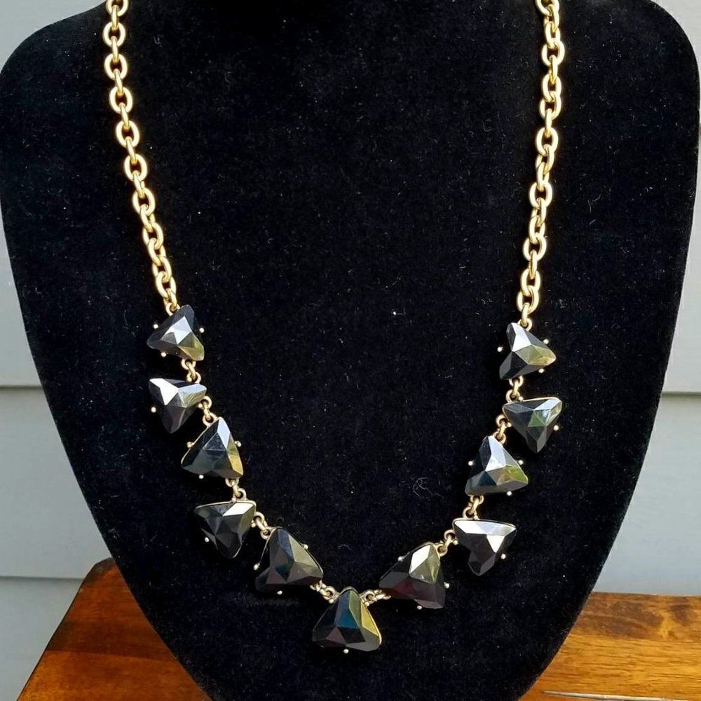 J Crew Triangle Stone Gold Tone Brass Necklace 18" with 3" Extender